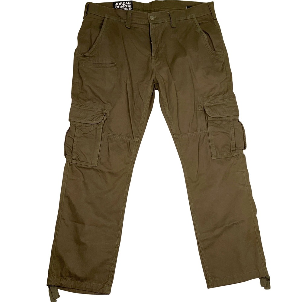 Jordan Craig Pants Mens 36W 30L Olive Green Cargo Military Straight Leg Cotton
